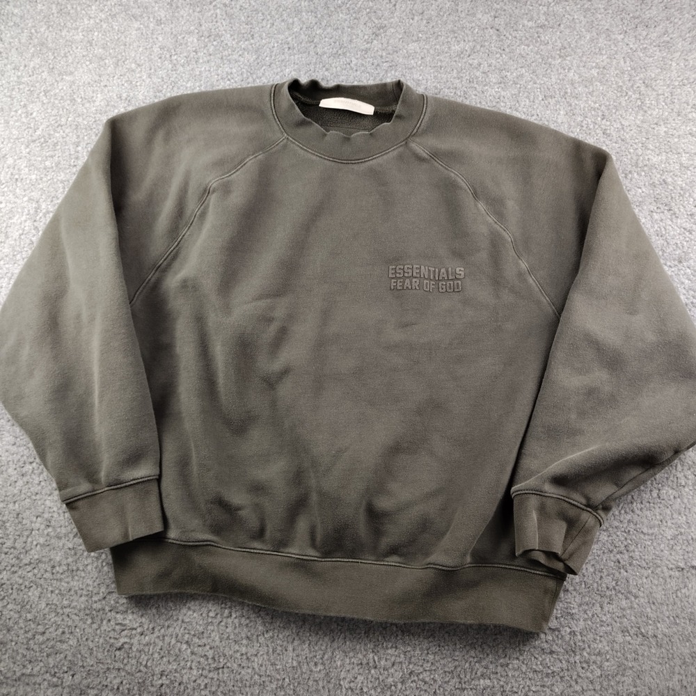 Fear of God Essentials Crewneck Sweatshirt Olive Green Mens Large FOG Pullover